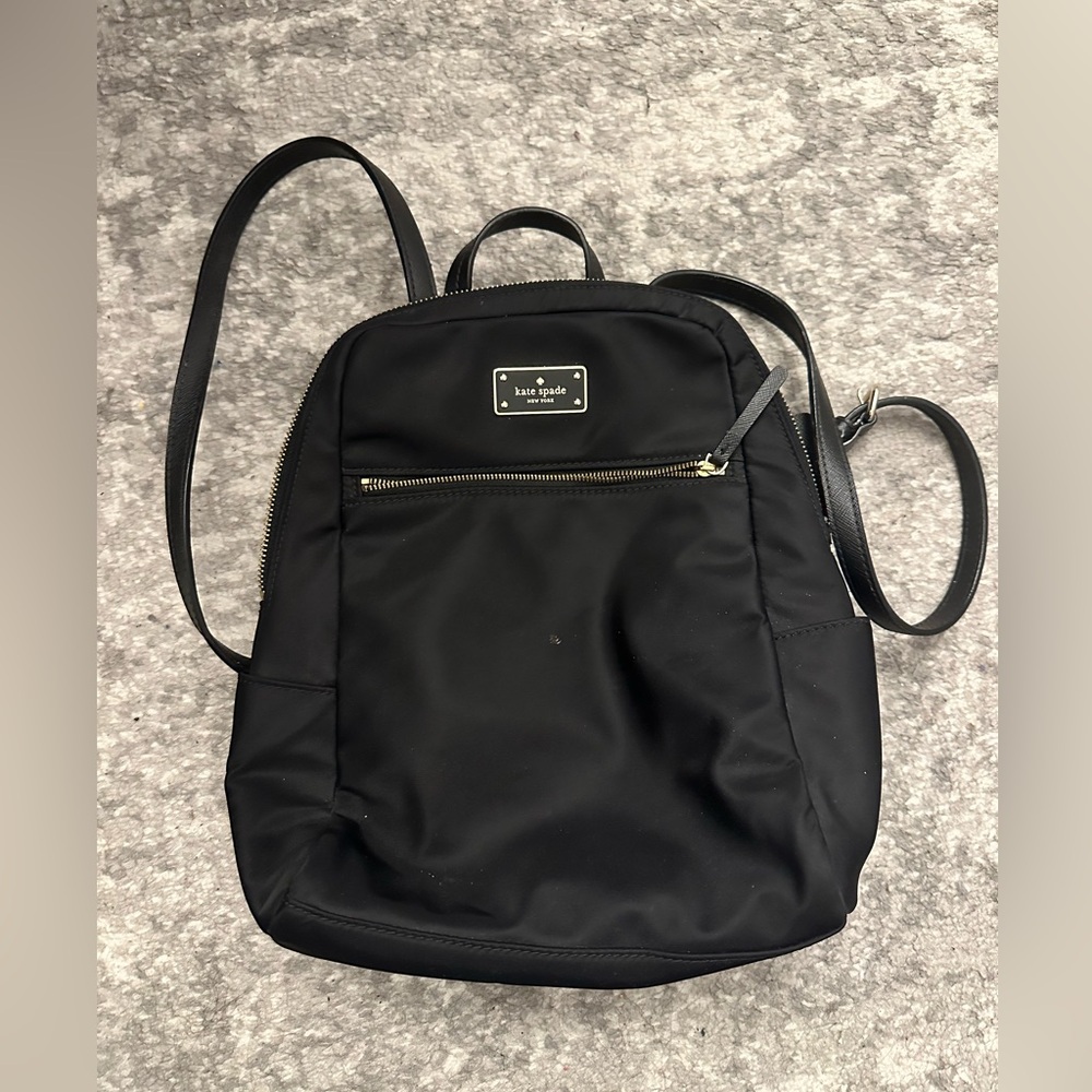 Kate Spade Black Small Nylon Zipper Top Backpack